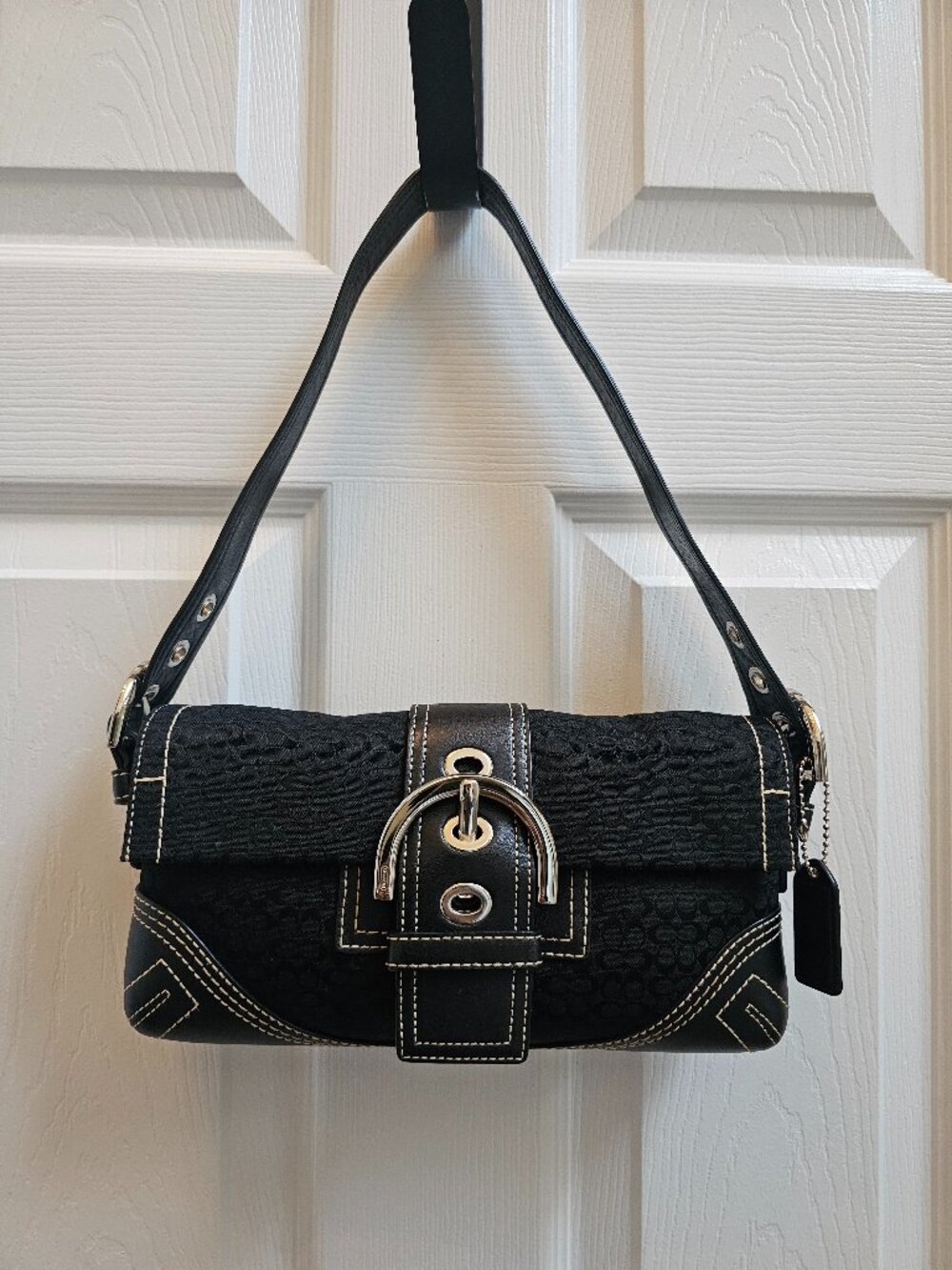 Coach Mini Signature Soho Shoulder Bag Black Canvas Authentic Y2K L05Q-3628 2000